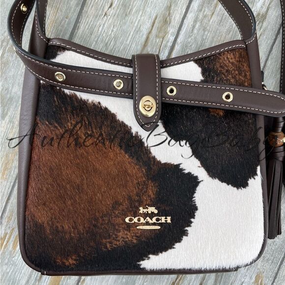 Authentic Coach Hadley Mini Crossbody Bag With Cow Print And Tassel Purse - Picture 3 of 16